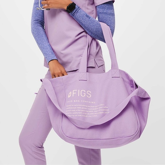 FIGS Large Canvas Tote Bag in Lavender Dew - Picture 9 of 11
